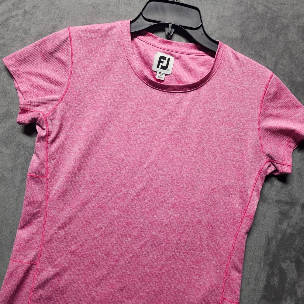 FootJoy Womens Pink Heather Performance Short Sleeve Golf‎ Athletic Tee Shirt S